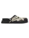 Rick Owens Megalace Mule Granola Black Leather Sandals In Black
