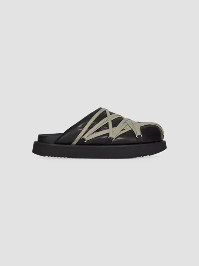 Rick Owens Men's Megalace Leather Slides In Black