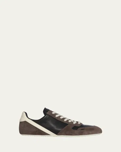 Rick Owens Men's Minimal Sneak Suede And Leather Low-top Sneakers In Brown