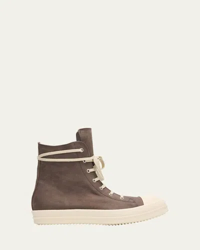 RICK OWENS MEN'S NUBUCK SUEDE HIGH-TOP SNEAKERS