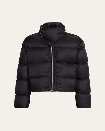 RICK OWENS MEN'S NYLON CROPPED TURTLENECK PUFFER JACKET