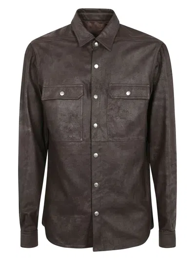 RICK OWENS MEN'S OUTESHIRT LEATHER JACKET