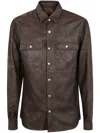 Rick Owens Men Outeshirt Leather Jacket In Brown