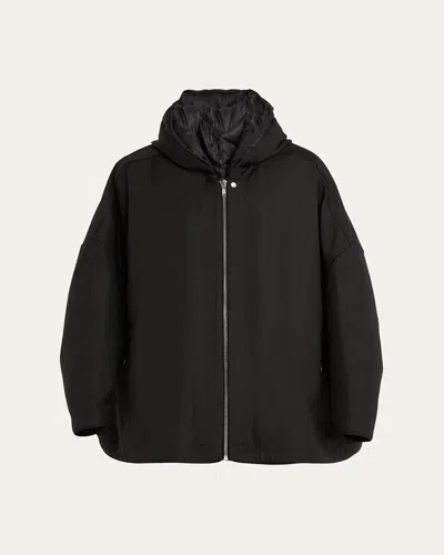 Rick Owens Men's Oversized Hooded Peter Bomber Jacket In Black