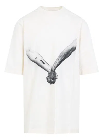 RICK OWENS MEN'S OVERSIZED IVORY COTTON T-SHIRT