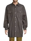 Rick Owens Gray Porterville Oversized Leather Shirt In Brown