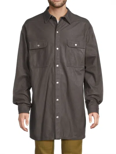 RICK OWENS MEN'S OVERSIZED LEATHER OUTERSHIRT