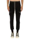 Rick Owens Mastodon Cargo Pockets Elastic Waistband Trousers In Black