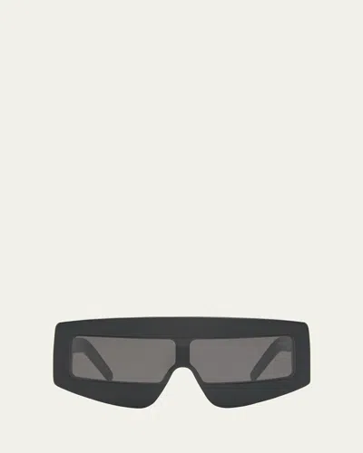 Rick Owens Men's Phleg Acetate Rectangle Sunglasses In Black