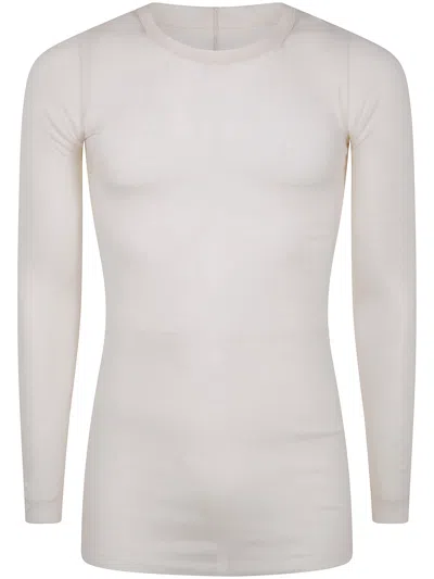 Rick Owens Men Rib Long Sleeves T-shirt In White
