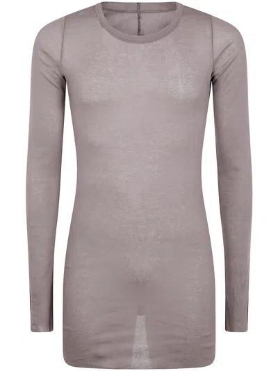 Rick Owens Men Rib Long Sleeves T-shirt In Gray