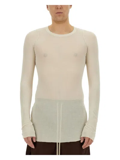 Rick Owens Men's Ribbed Jersey T Shirt In White