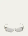Rick Owens Men's Rick Clear Frame Square Sunglasses In Transparent/silver