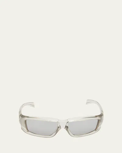 Rick Owens Men's Rick Clear Frame Square Sunglasses In White