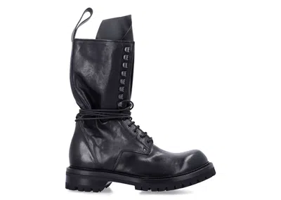 Pre-owned Rick Owens Men's  Army Laced Boot Sneakers In Black