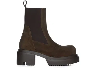 Pre-owned Rick Owens Men's  Beatle Bogun Boot Sneakers In Washed Indigo In Blue