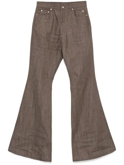 Pre-owned Rick Owens Men's  Bolan Bootcut Jeans In Dark Dust In Brown