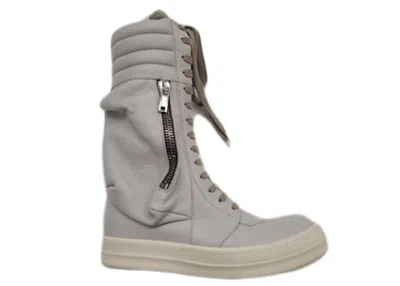 Pre-owned Rick Owens Men's  Cargo Basket Leather Boots Sneakers In Oyster/milk