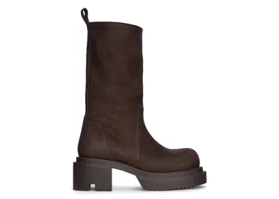 Pre-owned Rick Owens Men's  Concordians Calf Pull On Bogun Boot Sneakers In Brown