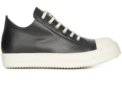 Pre-owned Rick Owens Men's  Concordians Low Sneaks Full Grain Cow Leather Sneakers In Black/milk In Multi