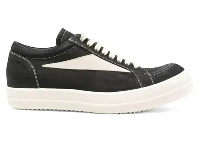 Pre-owned Rick Owens Men's  Concordians Vintage Low Suede Sneakers In Black/milk In Multi