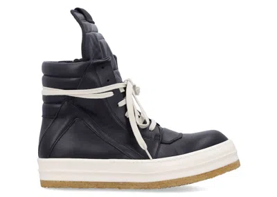 Pre-owned Rick Owens Men's  Creep Geobasket High Sneakers In Black/milk In Multi