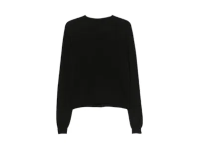Pre-owned Rick Owens Men's  Cropped Biker Round Neck Sweater In Black