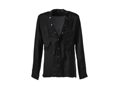 Pre-owned Rick Owens Men's  Cupro Larry Fogpocket Shirt In Black