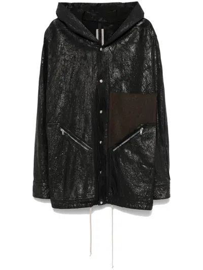 Pre-owned Rick Owens Men's  Denim Tour Hoodie In Black/brown