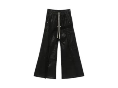 Pre-owned Rick Owens Men's  Drkshdw Denim Imbalanced Double Cargo Jumbo Belas Pants In Black