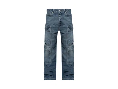 Pre-owned Rick Owens Men's  Drkshdw Double Cargo Pant Jeans In Washed Indigo