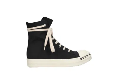 Pre-owned Rick Owens Men's  Drkshdw High Stop Your Breath Sneakers In Black/white In Multi