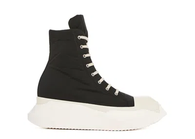 Pre-owned Rick Owens Men's  Drkshdw Strobe Abstract High Cotton Nylon Sneakers In Black/milk