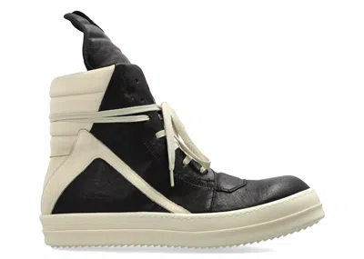 Pre-owned Rick Owens Men's  Geobasket High Sneakers In Black/milk
