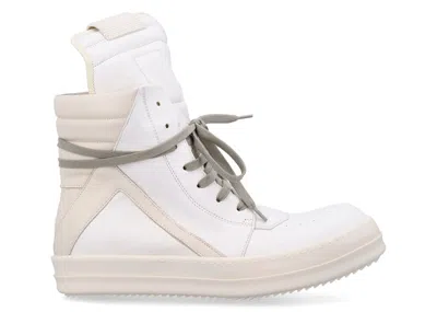Pre-owned Rick Owens Men's  Geobasket High Sneakers In Milk In White