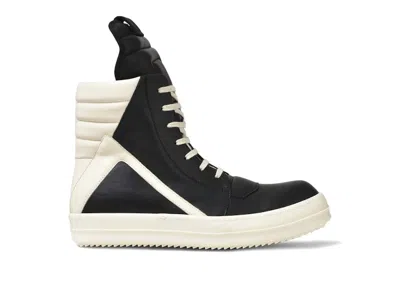 Pre-owned Rick Owens Men's  Geobaskets Sneakers In Black/milk