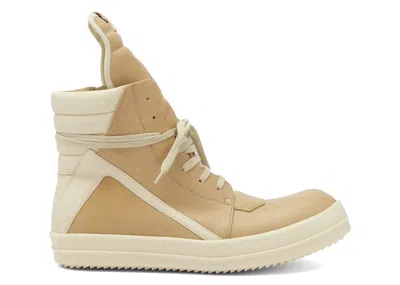 Pre-owned Rick Owens Men's  Hollywood Geobasket High Sneakers In Parchment/milk