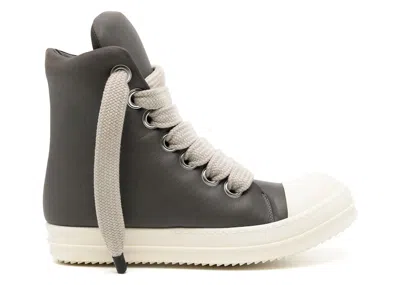 Pre-owned Rick Owens Men's  Jumbo Lace Padded Ramones High Sneakers In Dark Dust/milk
