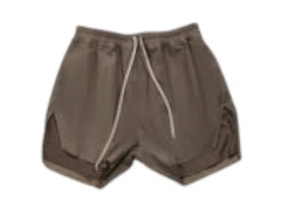 Pre-owned Rick Owens Men's  Leather Boxer Shorts In Dust In Brown