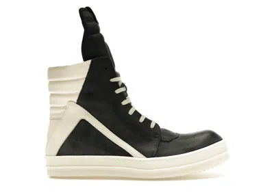 Pre-owned Rick Owens Men's  Lido Geobasket Sneakers In Black/milk