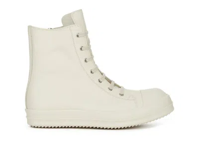 Pre-owned Rick Owens Men's  Lido Ramones High Top Ss24 Sneakers In Milk