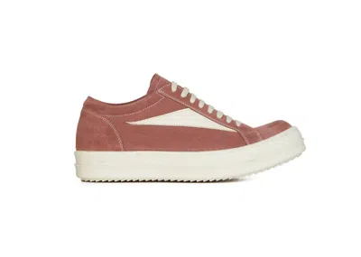 Pre-owned Rick Owens Men's  Lido Vintage Suede Ss24 Sneakers In Dusty Pink/milk
