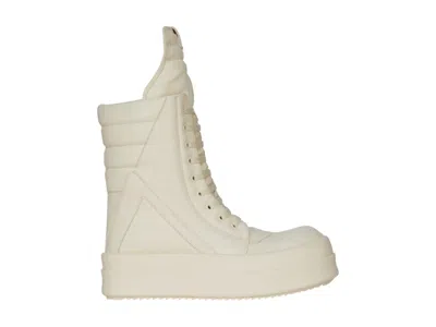 Pre-owned Rick Owens Men's  Porterville Mega Geobasket High Sneakers In Milk