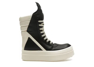 Pre-owned Rick Owens Men's  Porterville Mega Geobasket Sneakers In Black/milk