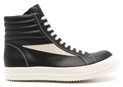 Pre-owned Rick Owens Men's  Porterville Vintage High Sneakers In Black/milk