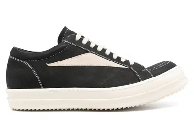 Pre-owned Rick Owens Men's  Porterville Vintage Low Nubuck Sneakers In Black/milk