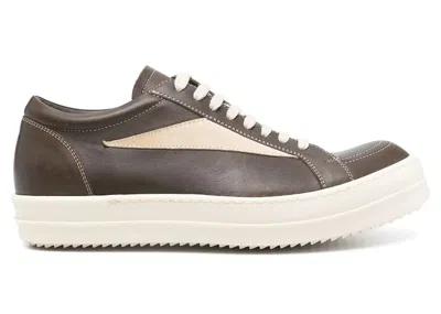 Pre-owned Rick Owens Men's  Porterville Vintage Low Sneakers In Bean/milk In Brown