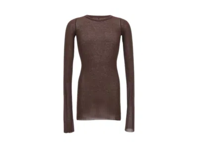 Pre-owned Rick Owens Men's  Rib Long Sleeve T-shirt In Mahogany