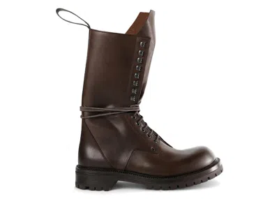 Pre-owned Rick Owens Men's  Stivali Army Laced Boot Sneakers In Brown