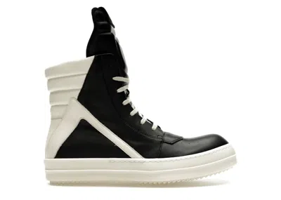 Pre-owned Rick Owens Men's  Strobe Geobasket High Sneakers In Black/milk In Multi